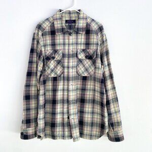 2003 Vintage Mishka NYC button up – Large – Black, grey, white, pink, blue plaid